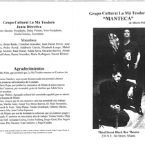 Program for the theatrical production, Manteca