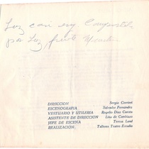 Program for the theatrical production, Recuerdo de dos lunes