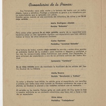 Program for the production, "En el viejo varietés (Teatro Musical de La Habana)