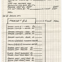 Manuscripts labeled, "Part 1: cue sheet"