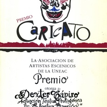 Photograph of Déxter Cápiro (Orestes Garrigó) in the production, "Electra Garrigó"