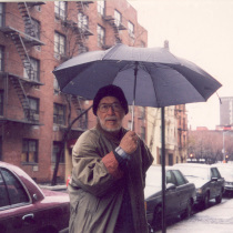 Abelardo Estorino in front of Repertorio Español