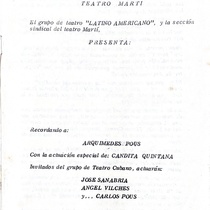 Program for the theatrical production, Recordando a Arquímides Pous