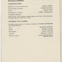 Program for the production, "De esto y de algo (Teatro Musical de La Habana)