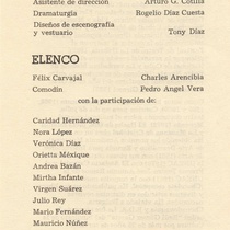 Program for the theatrical production, "El andarín carvajal"