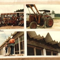 Photographs of the East Coast-West Coast Teatro Brigade doing construction work