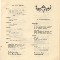 Program for the theatrical production, Las vacas gordas