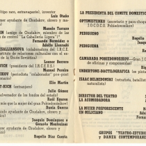 Program for the theatrical production, "El baño"