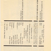 Program for the theatrical productions, "El cuento del zoológico" y "La muerte de Bessie Smith"