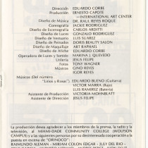 Program for the production, "Mimi y Fifí en el Orinoco"