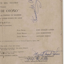 Autographed program for the production, "Marea de otoño"