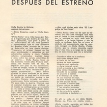 Program for the theatrical production, Doña Rosita la soltera