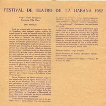 Program for the festival, Festival de Teatro de La Habana 1982