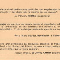 Program for the production, "Bodas de sangre"