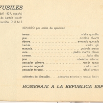 Program for the productions, "Los santos" and "Los fusiles"