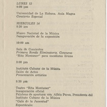 Program for the production, III Festival Nacional Rita Montaner