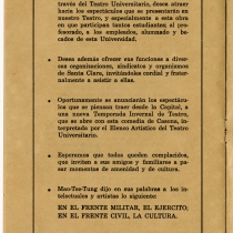 Program for the theatrical production, Nuestra Natacha