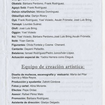 Program for the theatrical production, Shangó de Ima