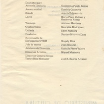 Program for the theatrical production, Tembladera