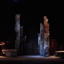 Photograph of stage design for the theatrical production, Los siete contra Tebas