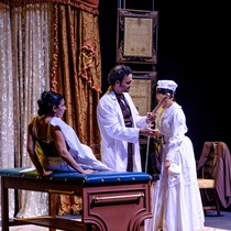 Photographs of rehearsal for the theatrical production, El cuarto de al lado