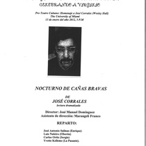 Flyer for the Reading, "Nocturno de Cañas bravas"