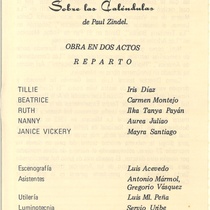 Program for the Teatro Nacional theatrical production, El efecto de los rayos gamma sobre las caléndulas