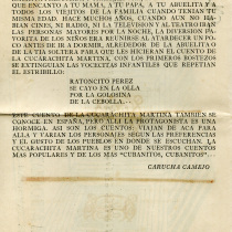 Program for the production, "La Cucarachita Martina y el Ratoncito Pérez"