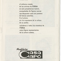 Program for the production, "Los claveles" (The carnations)