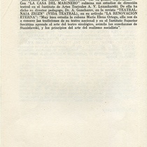 Program for the theatrical production, La casa del marinero