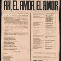 Program for the production, "Ah, el amor, el amor" (Teatro Popular Latinoamericano)