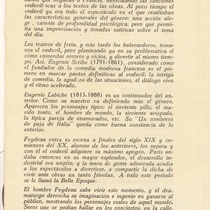 Program for the theatrical production, Hotel de libre cambio