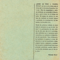 Program for the production, "¿Quién le teme a Virginia Woolf?"