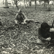 Photograph of Sergio González, Carlos Pérez Peña, and Pedro Rentería during a rehearsal, Teatro Escambray