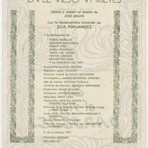 Program for the production, "En el viejo varietés (Teatro Musical de La Habana)