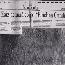 Newspaper clipping for the production, "Emelina Cundiamor"