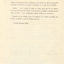 Program for the theatrical production, Contigo pan y cebolla