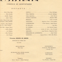 Program for the production, "Lysistrata"