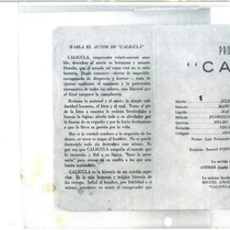 Copy of the program for the production, "Calígula" (Havana, 1955)