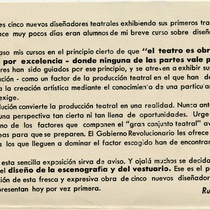 Exhibition catalogue for 	"5 Diseñadores Teatrales: Escenografía y Vestuario"