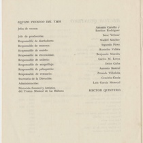 Program for the production, "Decamerón (Teatro Musical de La Habana)