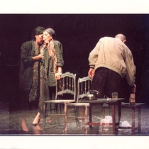 Photographs of Adria Santana in the theatrical production, Las penas saben nadar