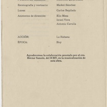 Program for the production, "La última carta de la baraja" (Teatro Estudio)