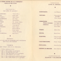 Program for the production, "Las auras huyen de la tormenta"