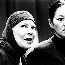 Ana Margarita Martínez-Casado (Poncia) and Adria Santana (Bernarda) in "The House of Bernarda Alba"