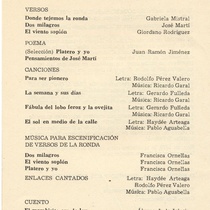 Program for the theatrical production, Rondas infantiles