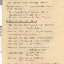 Program for the theatrical production, "Nuestra manera de ver"