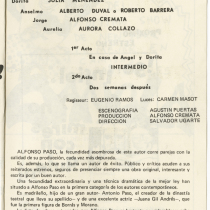 Program for the production, "¡Qué noche de bodas!"