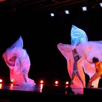 Photograph of the theatrical production, Pájaros de la playa