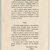 Program for the production, "Añorada Cuba: Quinto Festival Folklórico"